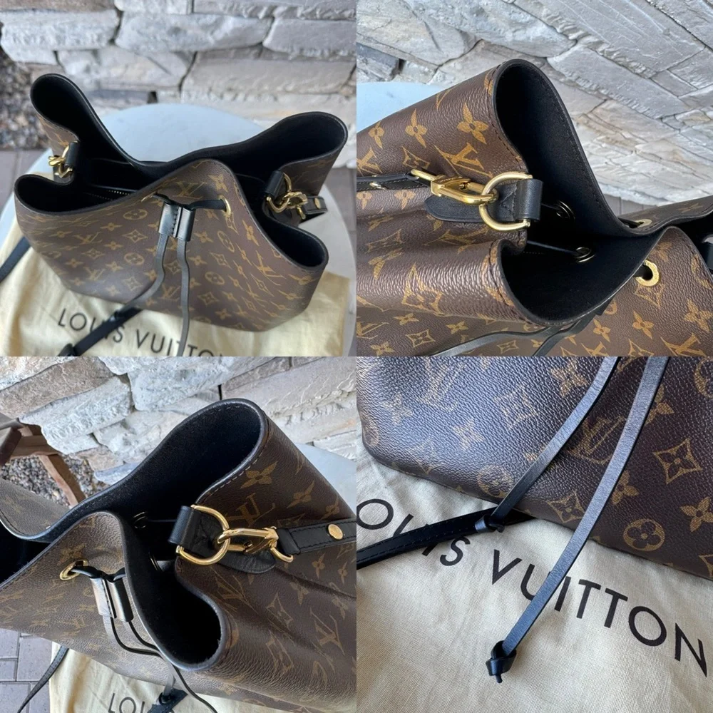 SOLD Louis Vuitton Monogram Neonoe MM Black Bucket Bag - Picture 8 of 14